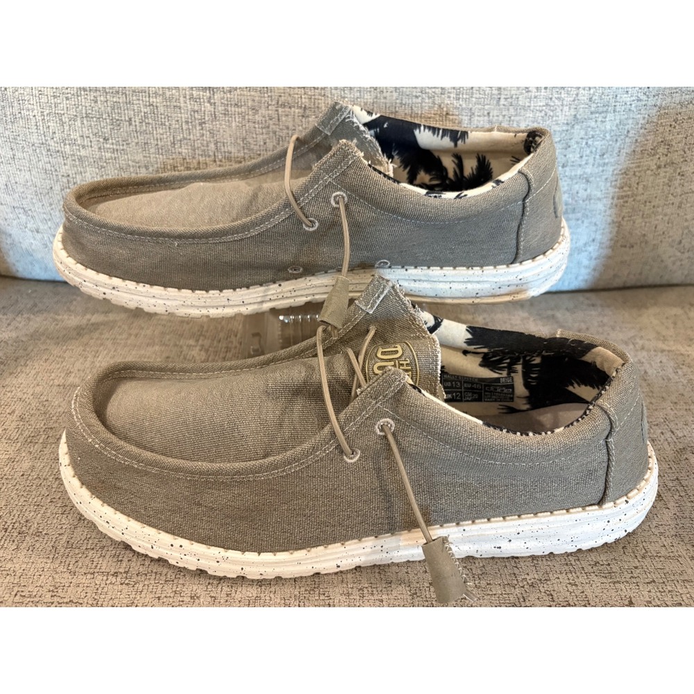 Hey Dude Wally Stretch Beige Canvas Slip On Loafers Mens 13 110380500